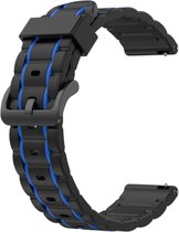 Strap-it Smartwatch bandje 20mm - sport gesp bandje geschikt voor Samsung Galaxy Watch 42mm / Watch 3 41mm / Watch Active & Active2 / Watch 4 / 4 Classic / Watch 5 & 5 Pro / Watch 6 / 6 Classic / Gear Sport - zwart/blauw