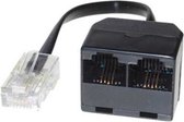 Telefoon splitter 1x RJ11 (m) - 2x RJ11 (v) / zwart - 0,10 meter