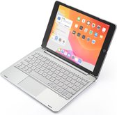 CaseBoutique Étui avec Clavier Bluetooth avec Trackpad de Souris - Clavier AZERTY - Argent - Compatible avec iPad 10.2 (7ème/8ème/9ème génération)