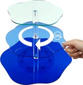 360º Roterende Cupcake Stand,3-Tier Roterende Cake Stand, Afternoon Tea Party Server Plate Stand voor Cup Cake Fruit Dessert, Herbruikbare Voedsel Serveerplaat Stand(Blauw)