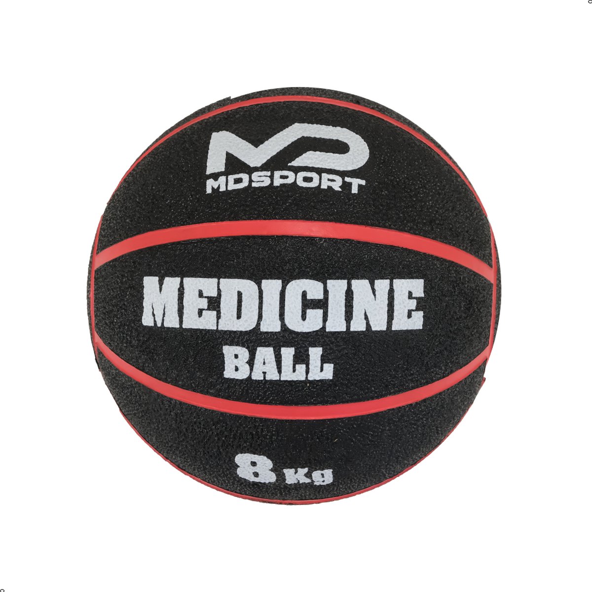 MDsport - Medicijnbal 8KG - Medicinebal 8KG - Rubber - Top kwaliteit - Zwart/Rood