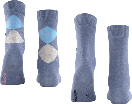 Burlington Everyday 2-Pack gedessineerd katoen multipack sokken dames blauw - maat 36-41