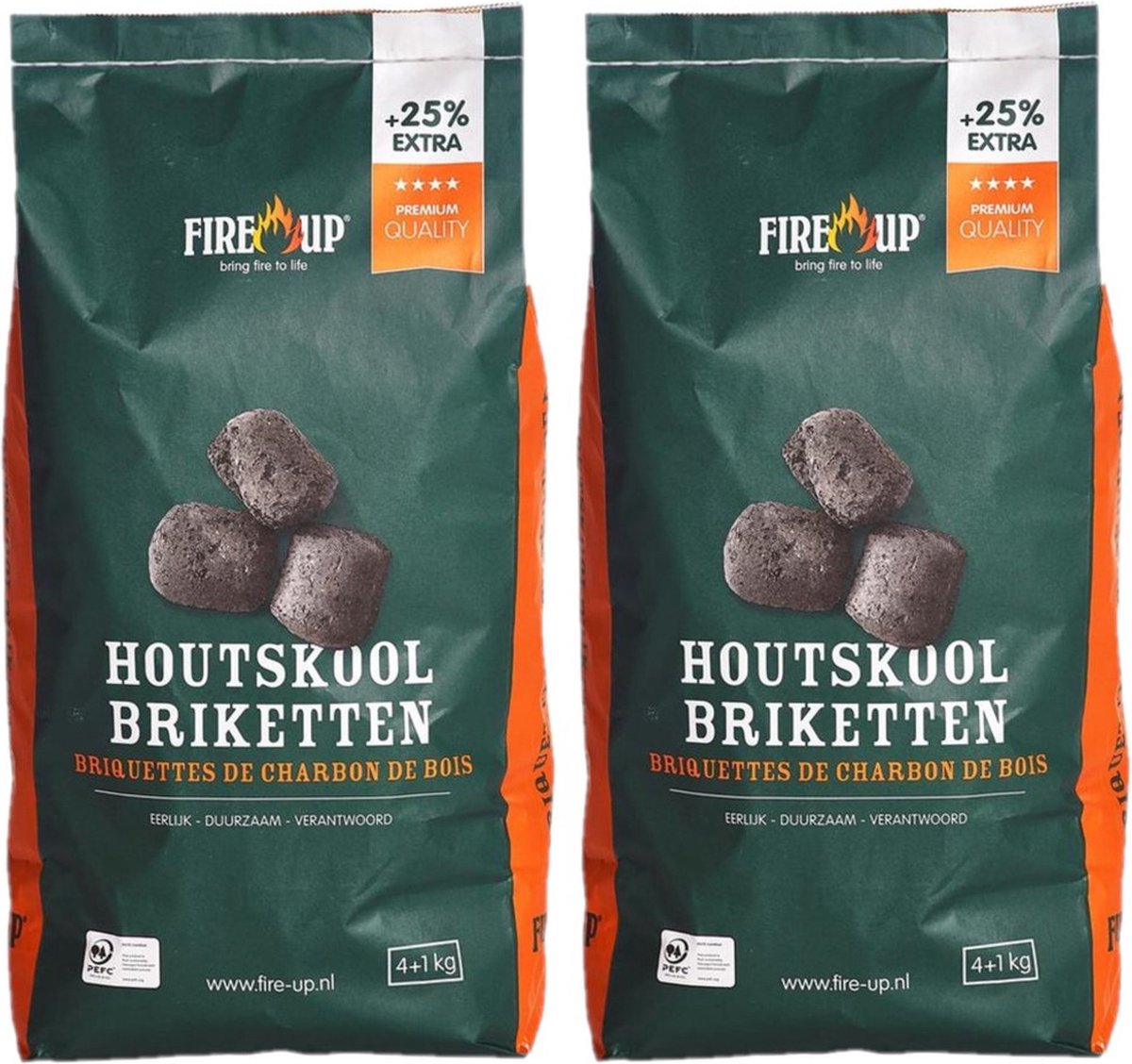 Fire-up houtskool briketten - 4x zak met 5 kilo - BBQ/Barbeque artikelen
