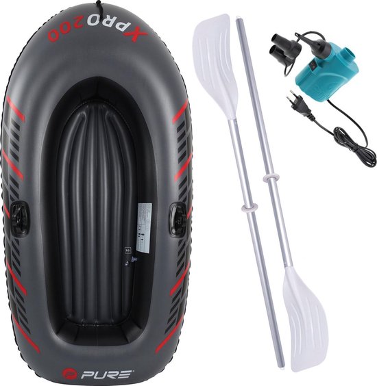 XPRO 200 – opblaasboot – 1-2 persoons - inclusief – peddels – en elektrische pomp – rubberboot - opblaasbare boot