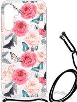 Coque de téléphone Samsung Galaxy A14 5G Coque en silicone avec bordure transparente Butterfly Roses