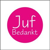 Sticker - "Juf Bedankt" - Etiketten - 47mm Rond - Wit/Roze - 500 Stuks