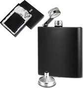 Ironbear® Hip Flask - 180 ml - Field Flask - Gourde - Flacon - Acier Inoxydable - Incl. Entonnoir - Compact - Coffret - Zwart