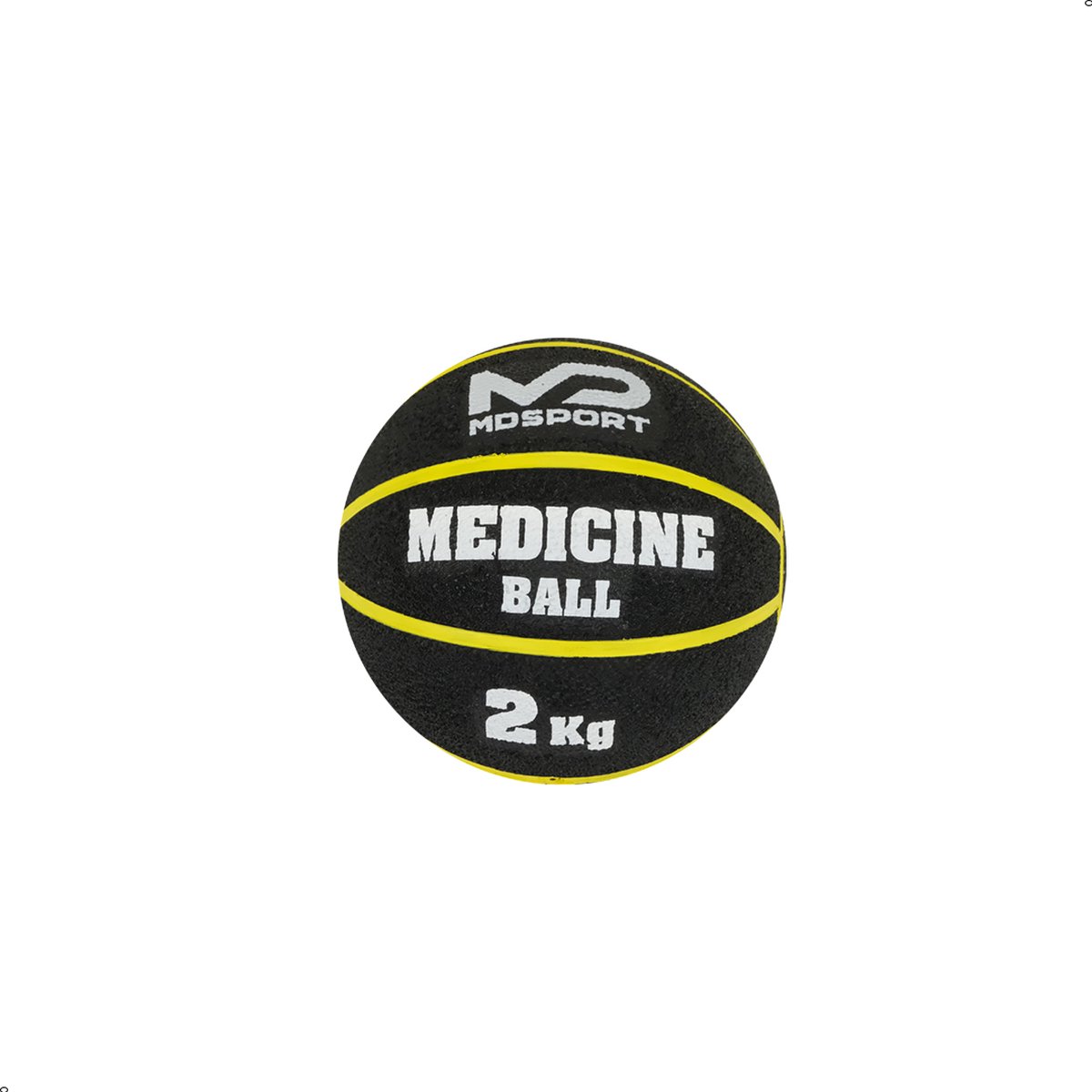 Medicijnbal 2KG - Medicinebal 2KG - Rubber - Top kwaliteit - Zwart/Geel