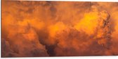 Dibond - Oranje Gloed van Zon over de Wolken - 100x50 cm Foto op Aluminium (Met Ophangsysteem)