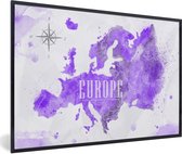 Fotolijst incl. Poster - Europa - Wereldkaart - Verf - 30x20 cm - Posterlijst