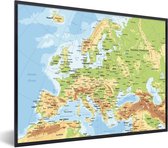 Fotolijst incl. Poster - Kaart - Europa - Land - 80x60 cm - Posterlijst