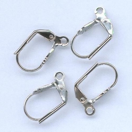 Oorbel haakjes met open ring, Platinum, 4pcs