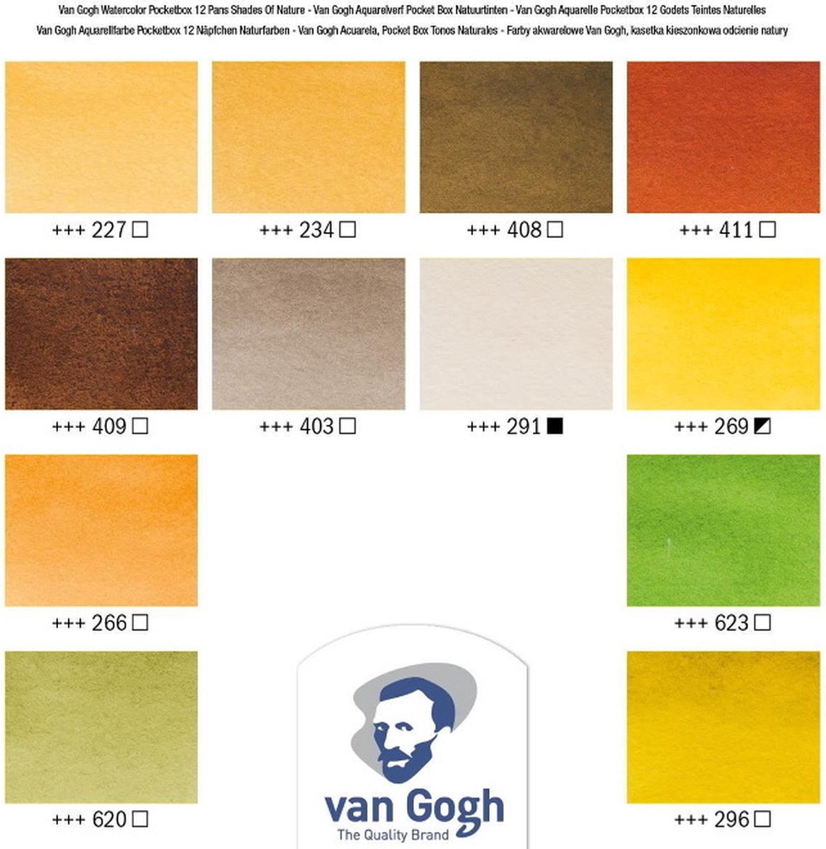Van Gogh Aquarelverf pocket box gedempte tinten met 12 kleuren in halve Napjes — afbeelding 3