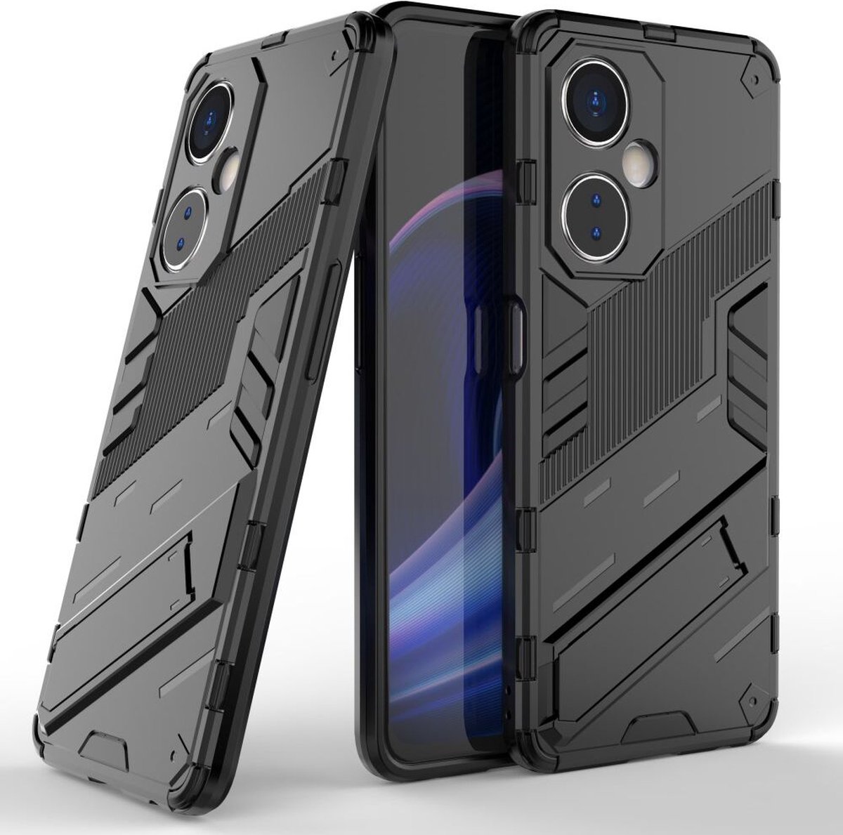 OnePlus Nord CE 3 Lite Hoesje Shockproof Kickstand Back Cover Zwart