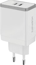 Mobiparts Universele Oplader - 12W/2.A - Smart IC - 2 USB aansluitingen - Geschikt voor o.a. Apple en Samsung - Wit