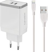 Mobiparts Wall Charger Dual USB 24W/4.8A + Lightning Cable White