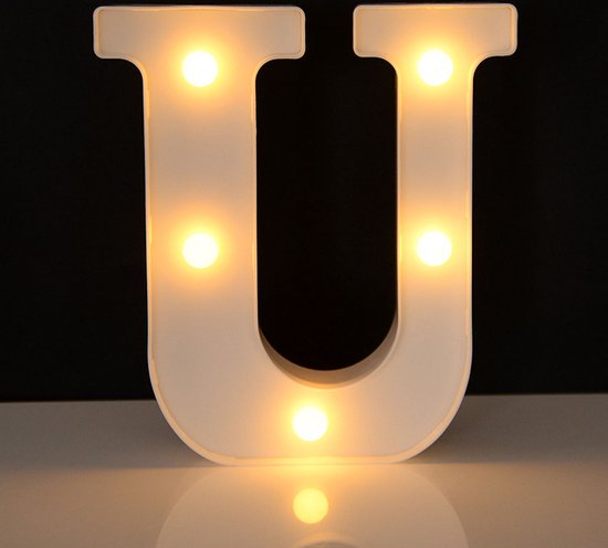 Lichtgevende Letter U - 22 cm - Wit - LED