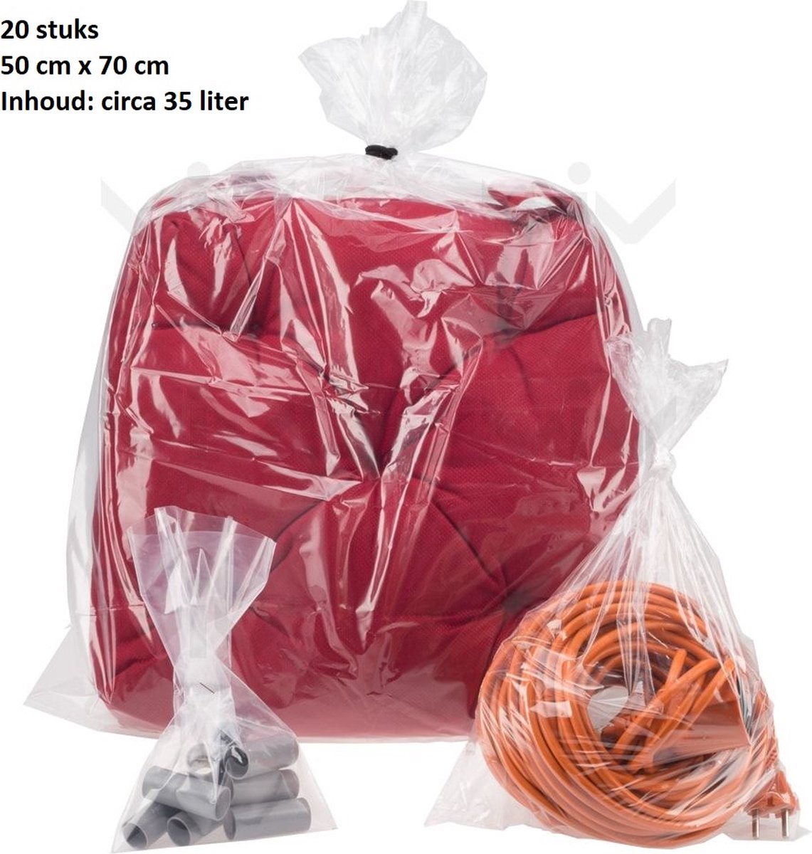 Plastic zakken groot 20 stuks 50cm x 70cm LDPE zakken polyzakken vlak transparant 50x70 - 500x700mm - Vlakke zakken - Bomba