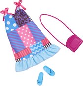 Barbie Kleding Outfit 'Zomer' - Blauwe jurk, blauwe slippers en handtas - Accessoires