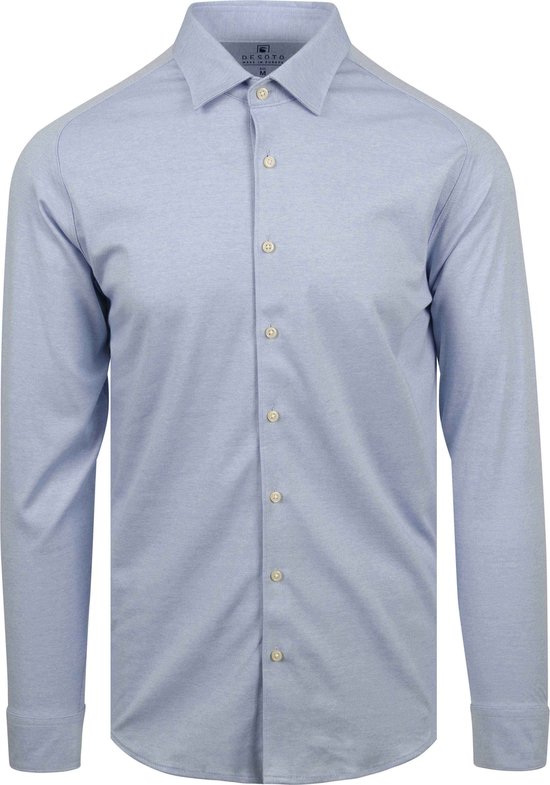 Desoto - Overhemd Strijkvrij Kent Melange Lichtblauw - Heren - Maat M - Slim-fit