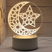 3D Illusie Lamp Wassende Maan en Ster