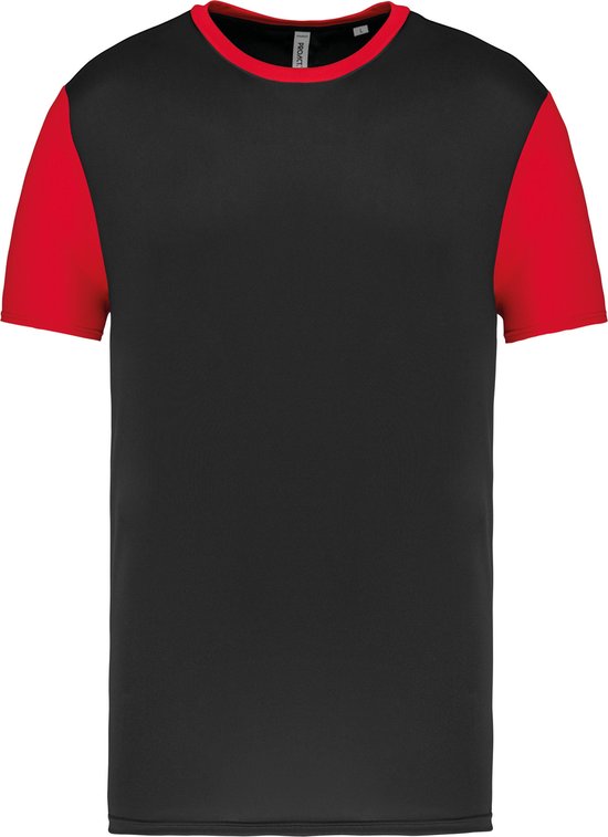 Tweekleurig herenshirt jersey met korte mouwen 'Proact' Black/Red - 3XL