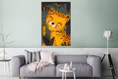 Wanddecoratie Metaal - Aluminium Schilderij Industrieel - Cheeta - Dieren - jungle - Kinderen - 120x180 cm - Dibond - Foto op aluminium - Industriële muurdecoratie - Voor de woonkamer/slaapkamer