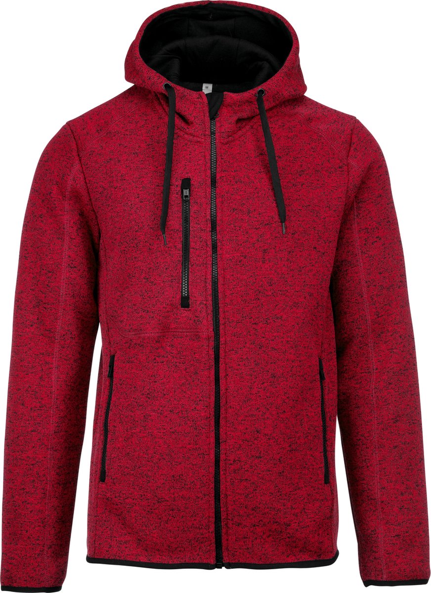 Herenvest met capuchon ‘Proact’ Melange Rood