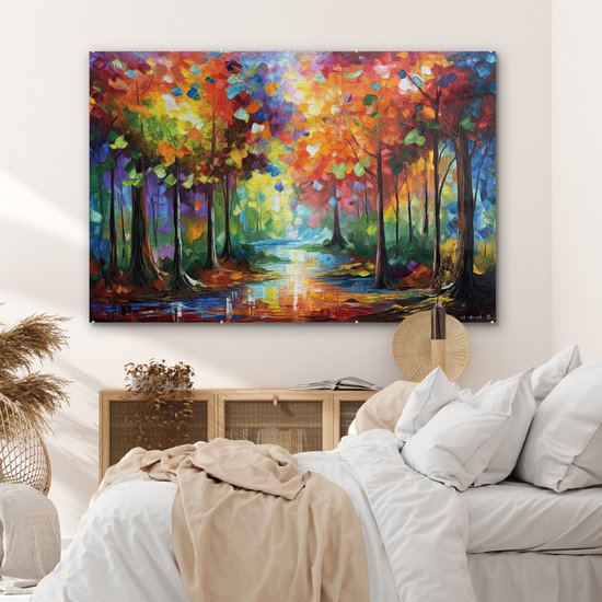MuchoWow® Peinture sur Verre - Paysage - Forêt - Couleurs - Nature - 150x100 cm - Peintures sur Verre Acrylique - Photo sur Glas