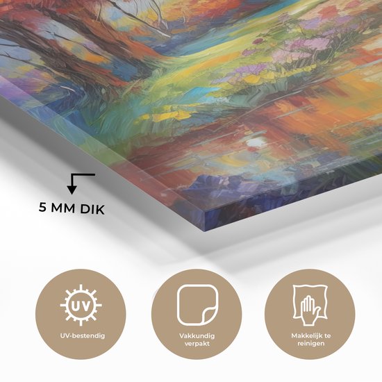 MuchoWow® Peinture sur Verre - Paysage - Coloré - Peinture à l'Huile - Art - 60x90 cm - Peintures sur Verre Acrylique - Photo sur Glas