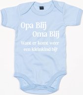 Baby Romper Opa blij,Oma blij 3-6 maand - Blauw - Rompertjes baby met tekst - Nieuw kleinkind