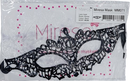 Miresa Masker Mm071 Open Venetiaans Kanten Masker Dare Me Zwart 3899