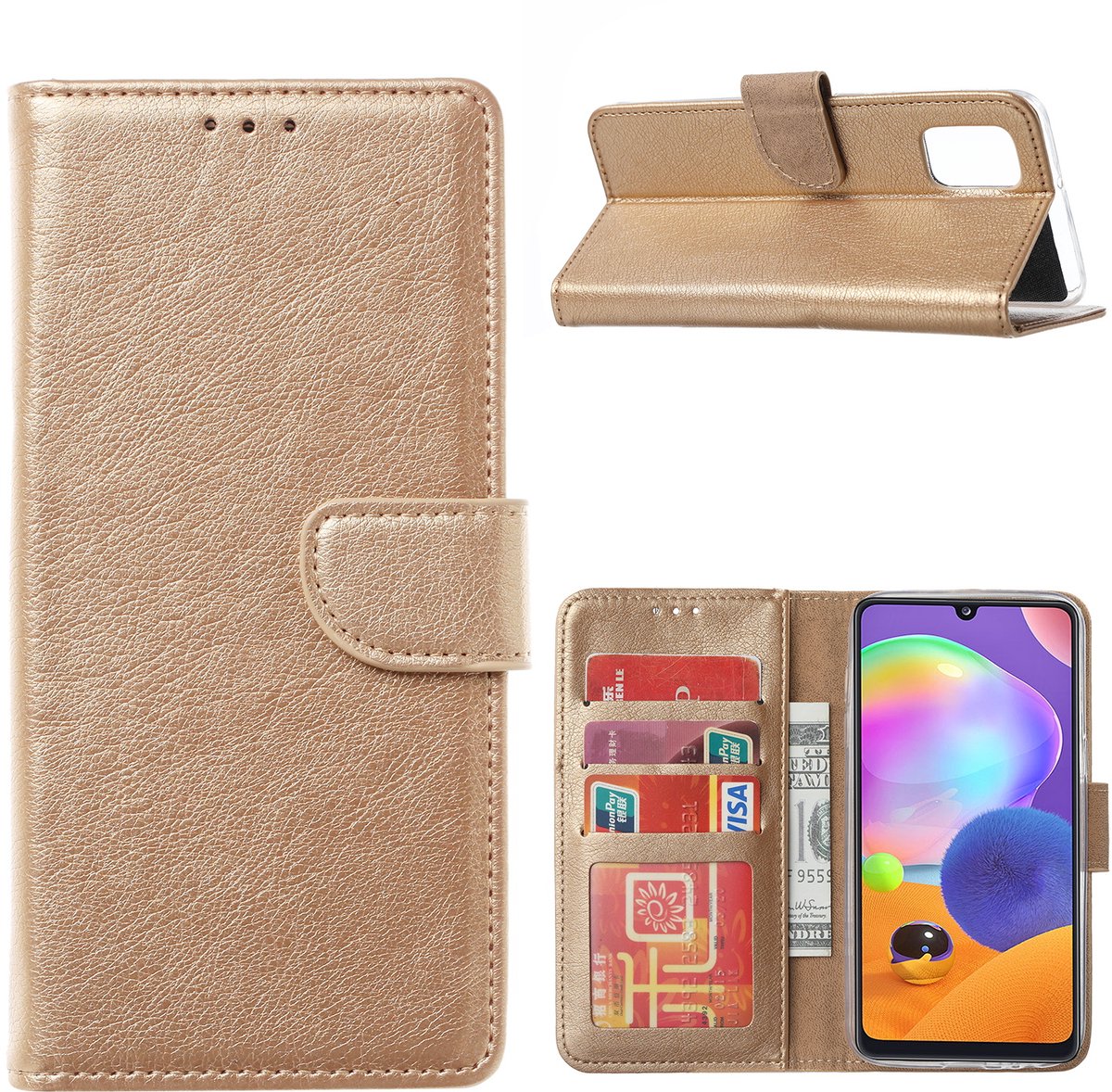 Hoesje Samsung Galaxy A72 Goud met Pasjeshouder