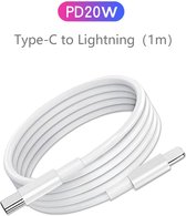 iPhone oplader kabel geschikt voor Apple iPhone- USB C naar lightning - iPhone kabel - iPhone oplaadkabel - Lightning USB kabel - iPhone lader - iPhone laadkabel - Wit- 1m