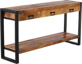 Table d'appoint en bois de manguier Sandra 150cm avec 3 tiroirs table d'appoint industrielle en bois massif durable