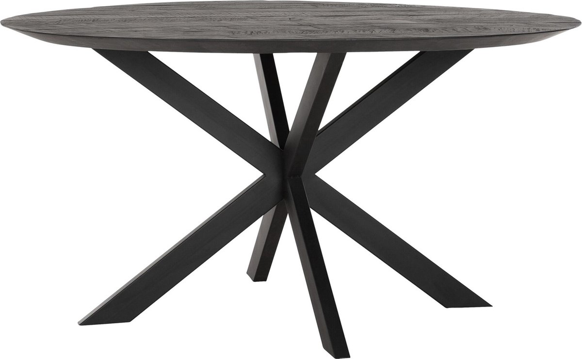 DTP Home Eettafel Timeless Black rond teakhout 150x150x78 cm