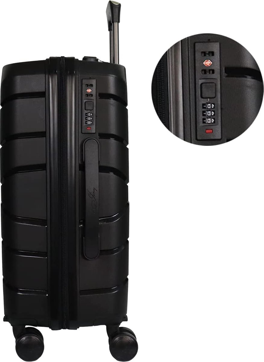 Arebos 3-delige harde kofferset I ABS-harde schaal I Trolley kofferset I Reiskoffer met telescopische handgreep I Incl. ritssluiting, 360° wielen I Reiskofferset M-L-XL | Rood