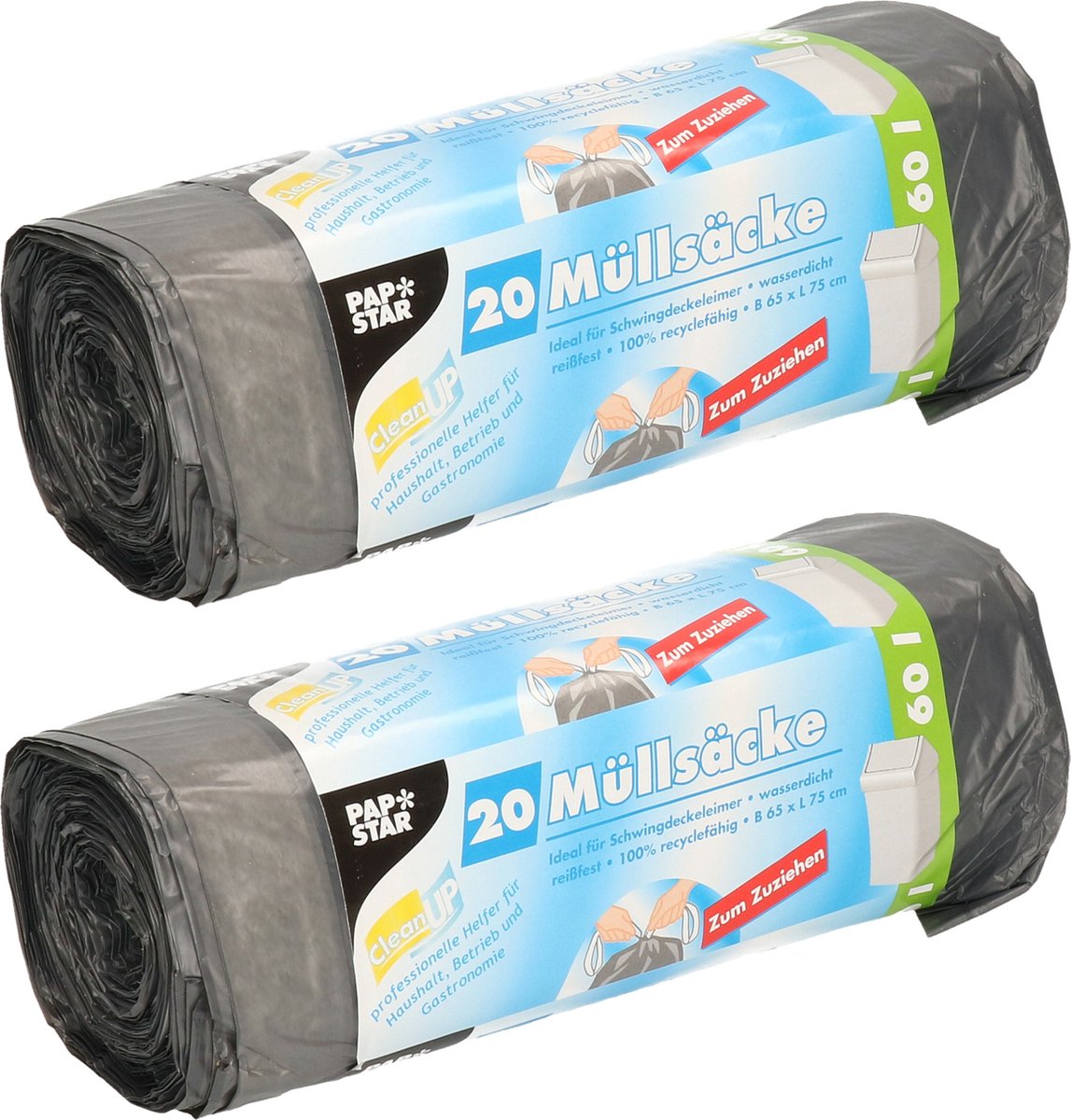 Goedkoopste Papstar afvalzakken/vuilniszakken - 40x stuks - 60 liter - zwart - Prullenbak zakken