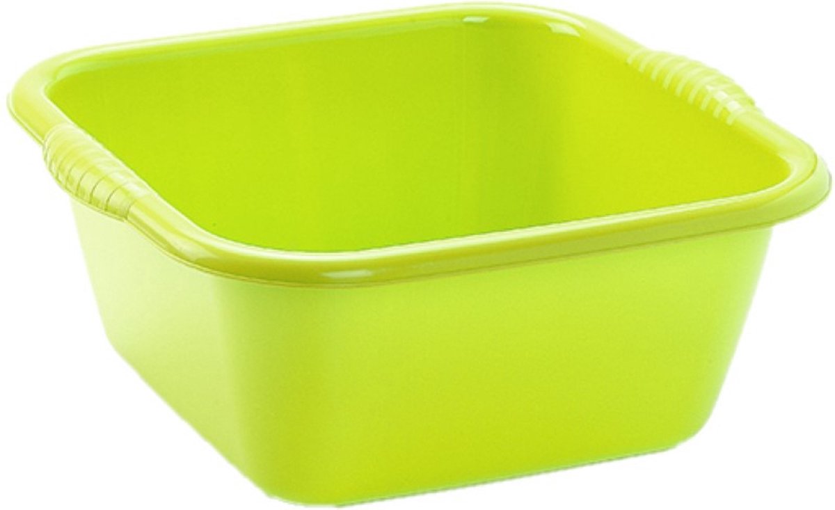 Goedkoopste Plasticforte teiltje/afwasbak - vierkant - kunststof - 6 liter - 31 x 29 x 13 cm - Groen - Schoonmaken - klein formaat