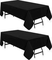 Polyester tafelkleed - 60 x 84 inch (152 x 214 cm) tafelkleed - wasbaar in de machine - ideaal voor feesten, evenementen, bruiloften en restaurants (set van 2, zwart)