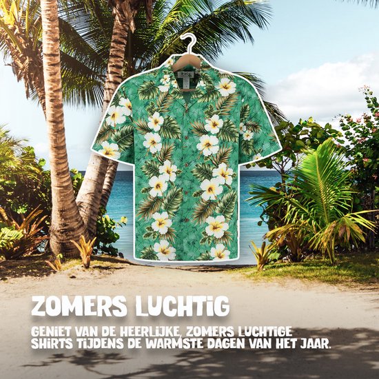 Hawaii Blouse Mannen - Shirt - Hemd - 100% Katoen - Overhemd Heren Korte Mouw - Made in Hawaii "Tiki Tropics" Maat L
