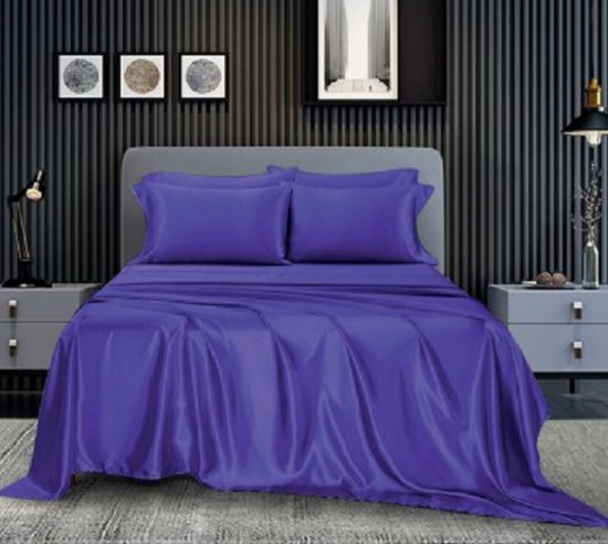 dekbedovertrek Decoware - satin brillant - violet - 2 personnes -200x220 + 2pcs 60x70 cm