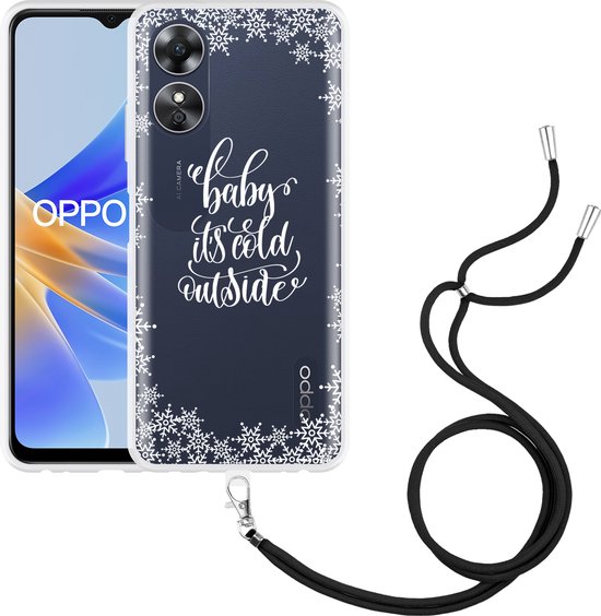Schoudertas Hoesje Voor Oppo A17 4G, Leren Rits Flip Portemonnee Hoesje