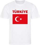 Turkije - Turkey - Türkiye - T-shirt Wit - Voetbalshirt - Maat: 146/152 (L) - 11-12 jaar - Landen shirts