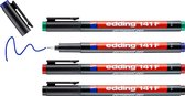 edding 141 F/4 S Permanent pen set - assorti 4 stuks: zwart, rood, blauw, groen - 0,6mm