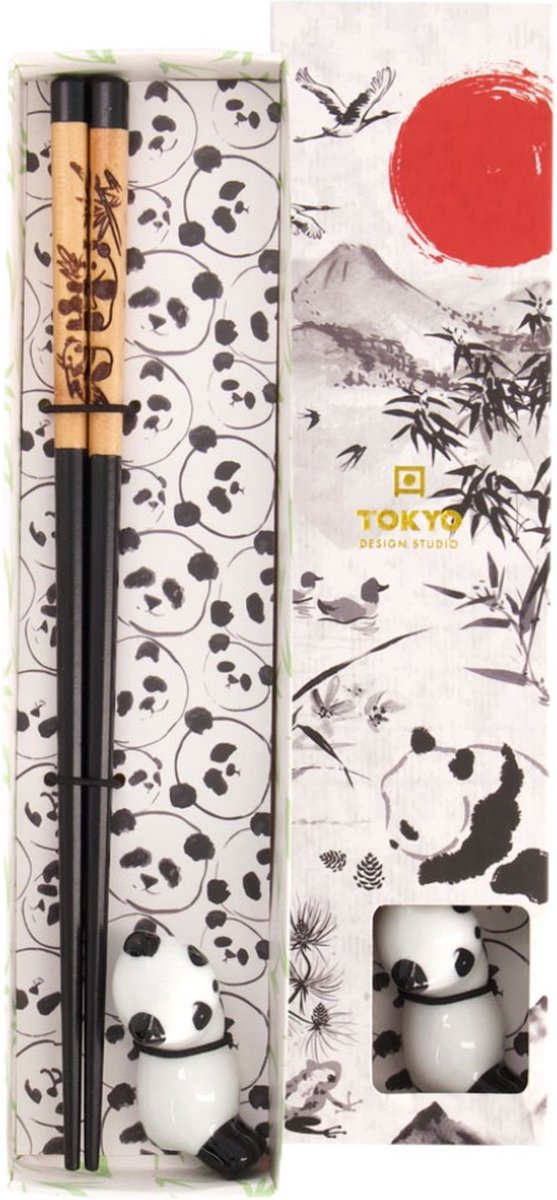 Tokyo Design Studio Chopstick Set - Panda - Houten Eetstokjes - Met Houder - 1 Paar - Tokyo Design Studio