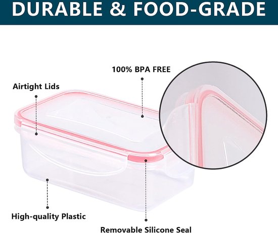 Lot De 50 Récipients En Plastique Avec Couvercle Réutilisable, 100 Ml