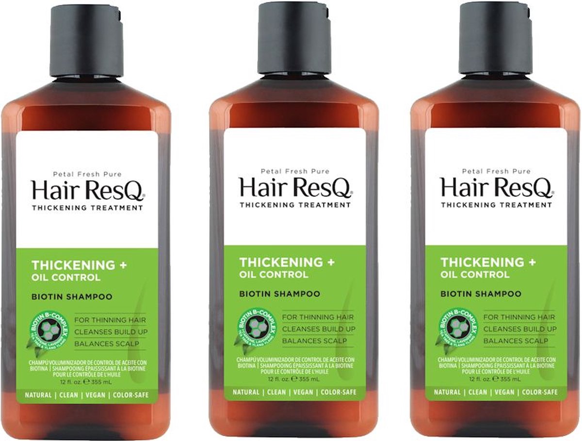 PETAL FRESH - Hair ResQ Shampoo Thickening + Oil Control - 3 Pak