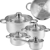 MK Pannenset inductie RVS 8 delig - Kookpannen - Braadpan - Steelpan