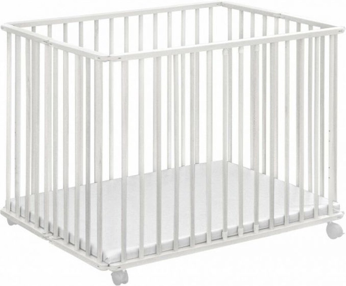 Bebies First LIAM Babybox Inklapbaar / Baby box – Kinderbox / Playpen Met Wieltjes - 99 x 75 x 74 cm - Wit – foto 3